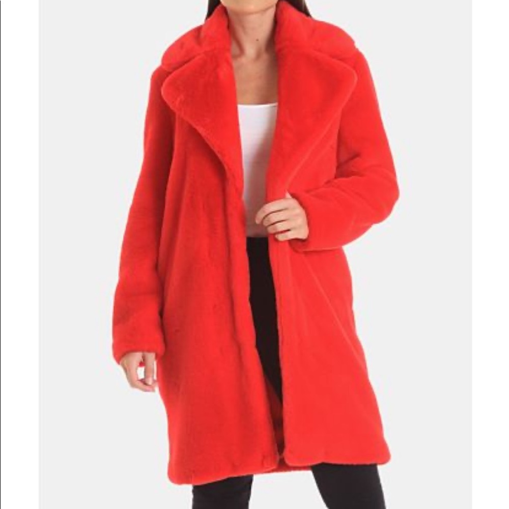 Faux fur coat - red NWOT